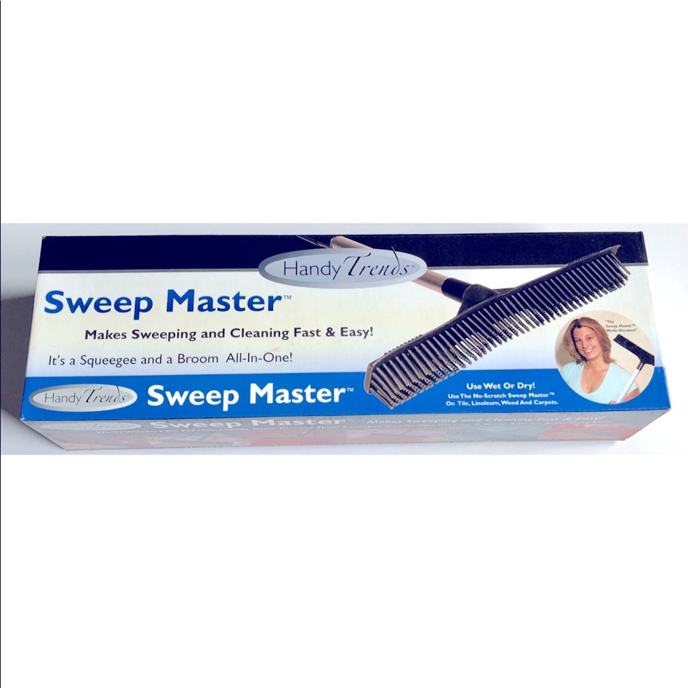 NEW Rubber Broom & Squeege SWEEP MASTER No Scratch Black Extends to 40”